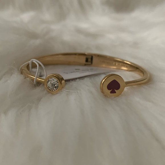 KATE SPADE Spot the Spade Cuff Hinged Bangle Pink - Picture 2 of 2